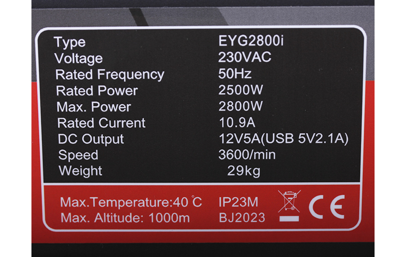 Генератор инверторный открытый бензин EYG2800i 2.5/2.8 KW