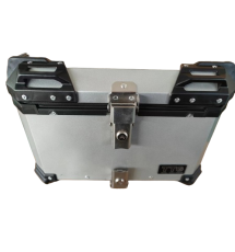 Кофр прямоугольный TTG для мотоцикла алюминиевый серебрянный, со спинкой и двумя замками , 57л