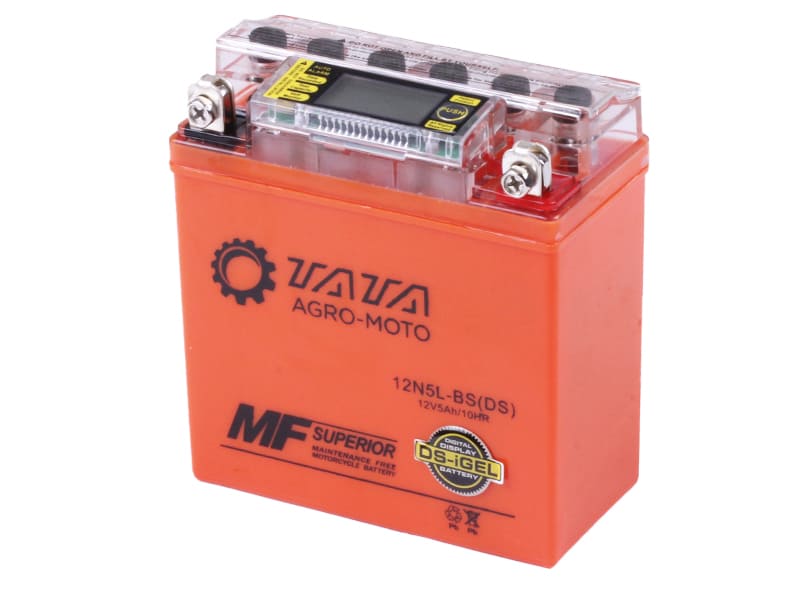 Аккумулятор гелевый TT AGRO MOTO 5АH-YTX12N5-3B на мопед Active, оранжевый, 119х60х129 мм, с дисплеем