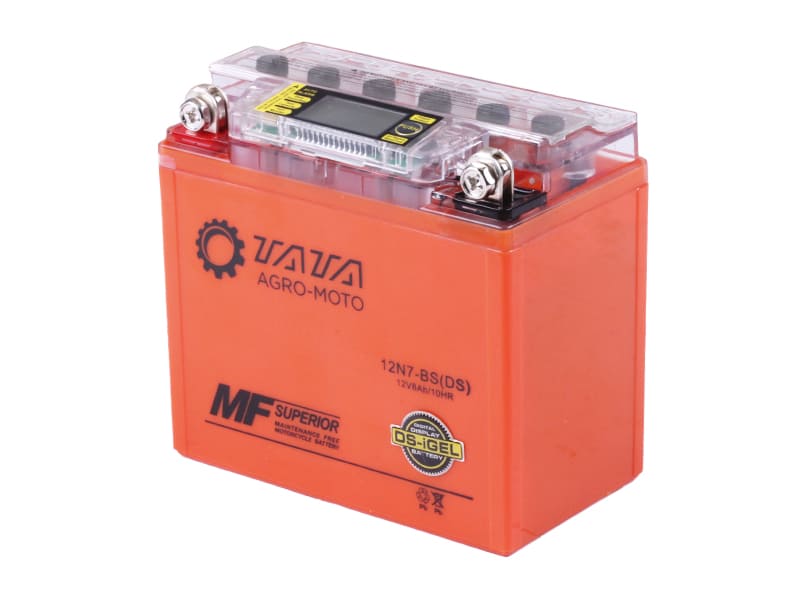 Аккумулятор гелевый TT AGRO MOTO 12N7-BS 7АH на мотоцикл, 137х76х128 мм, оранжевый, с дисплеем