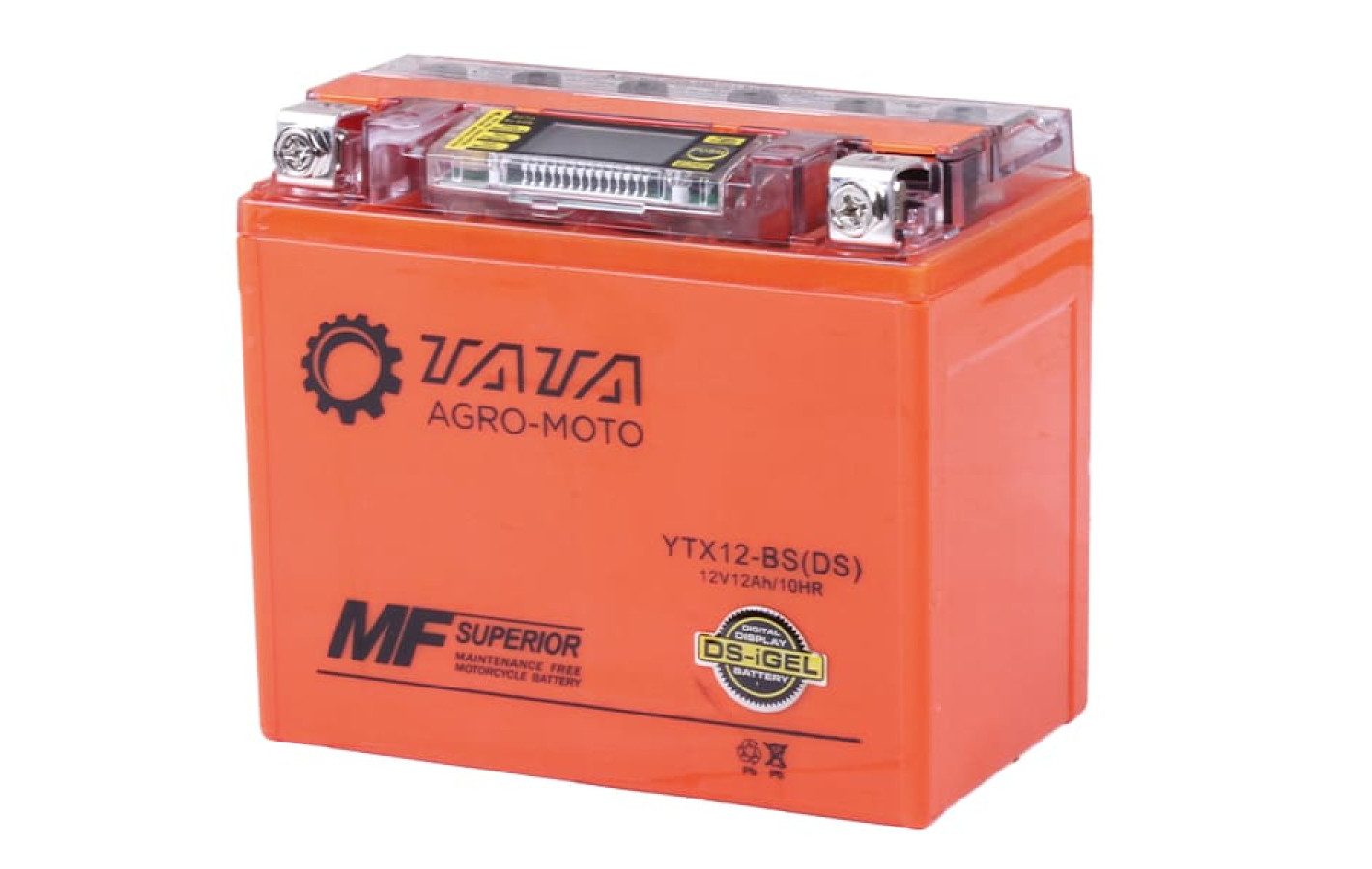 Аккумулятор гелевый OUTDO YTX12-BS 12(10)АH, 150*87*130 мм, оранжевый, С ДИСПЛЕЕМ