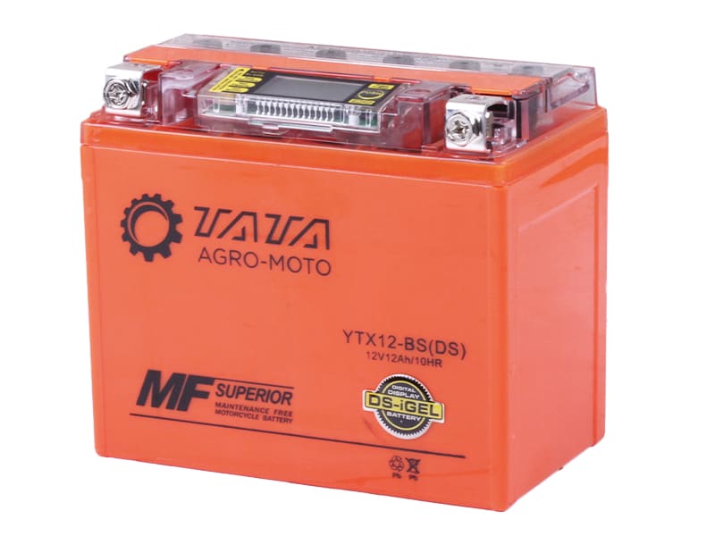 Аккумулятор гелевый TT AGRO MOTO YTX12-BS 12(10)АH, 150х87х130 мм, оранжевый, с дисплеем