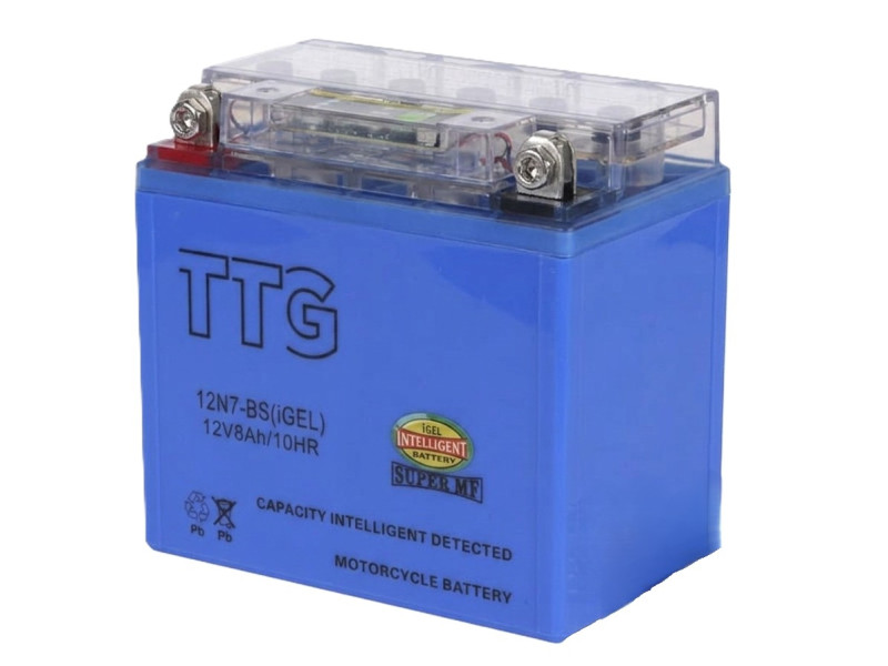 Аккумулятор гелевый TTG 12N7-BS 7АH 137х76х128 мм синий, с индикатором