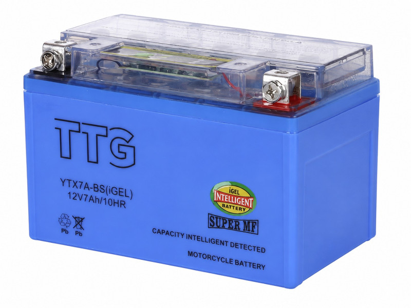 Аккумулятор гелевый TTG YTX7A-BS 7АH, 150х87х94 мм синий, с индикатором