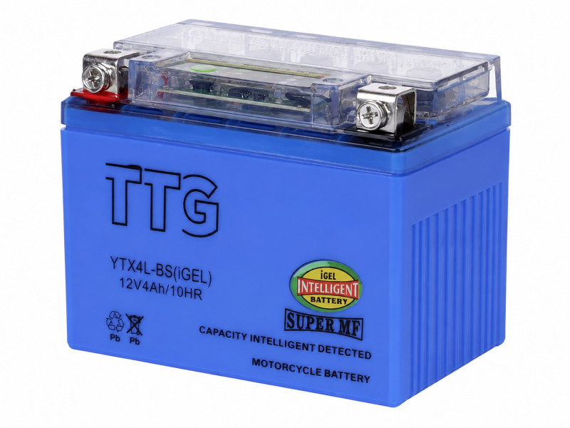 Аккумулятор гелевый TTG YTX4L-BS 4AH, 113х70х85 мм синий, с индикатором