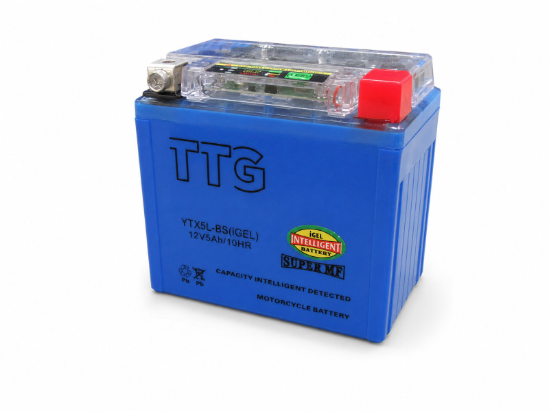Аккумулятор гелевый TTG YTX5L-BS 5АH 113×70×106 мм синий, с индикатором