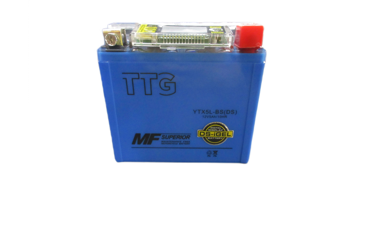Акумулятор гелевий YTX5L-BS 5АH 113×70×106 мм синій, З ДИСПЛЕЄМ TTG - OUTDO