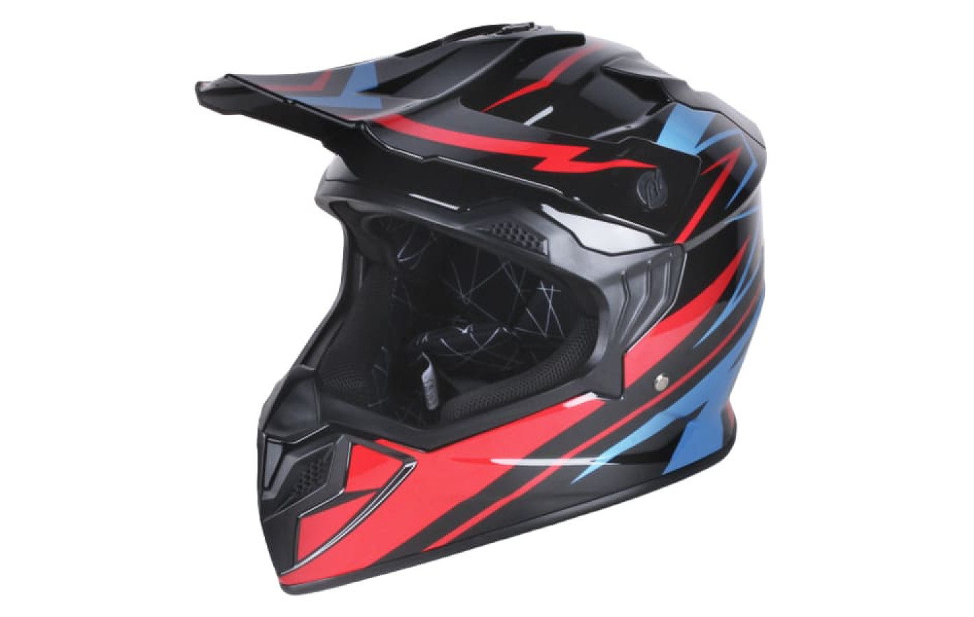 Шолом мотоциклетний кросовий MD-911 VIRTUE, чорний з синім та червоним, size S, з окулярами