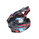 Шолом мотоциклетний кросовий MD-911 VIRTUE, чорний з синім та червоним, size S, з окулярами