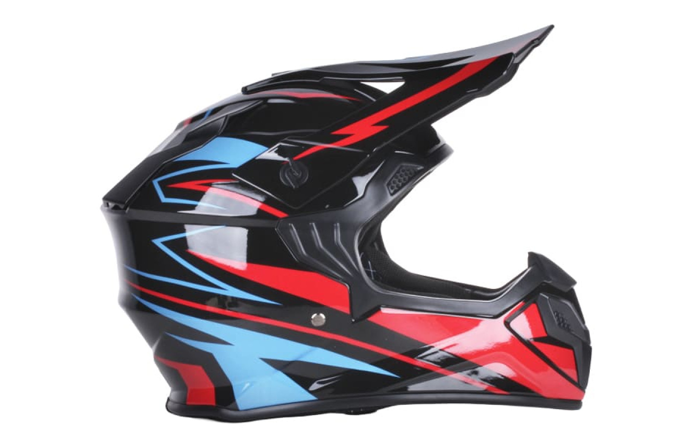 Шолом мотоциклетний кросовий MD-911 VIRTUE, чорний з синім та червоним, size S, з окулярами