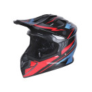 Шолом мотоциклетний кросовий MD-911 VIRTUE, чорний з синім та червоним, size L, з окулярами