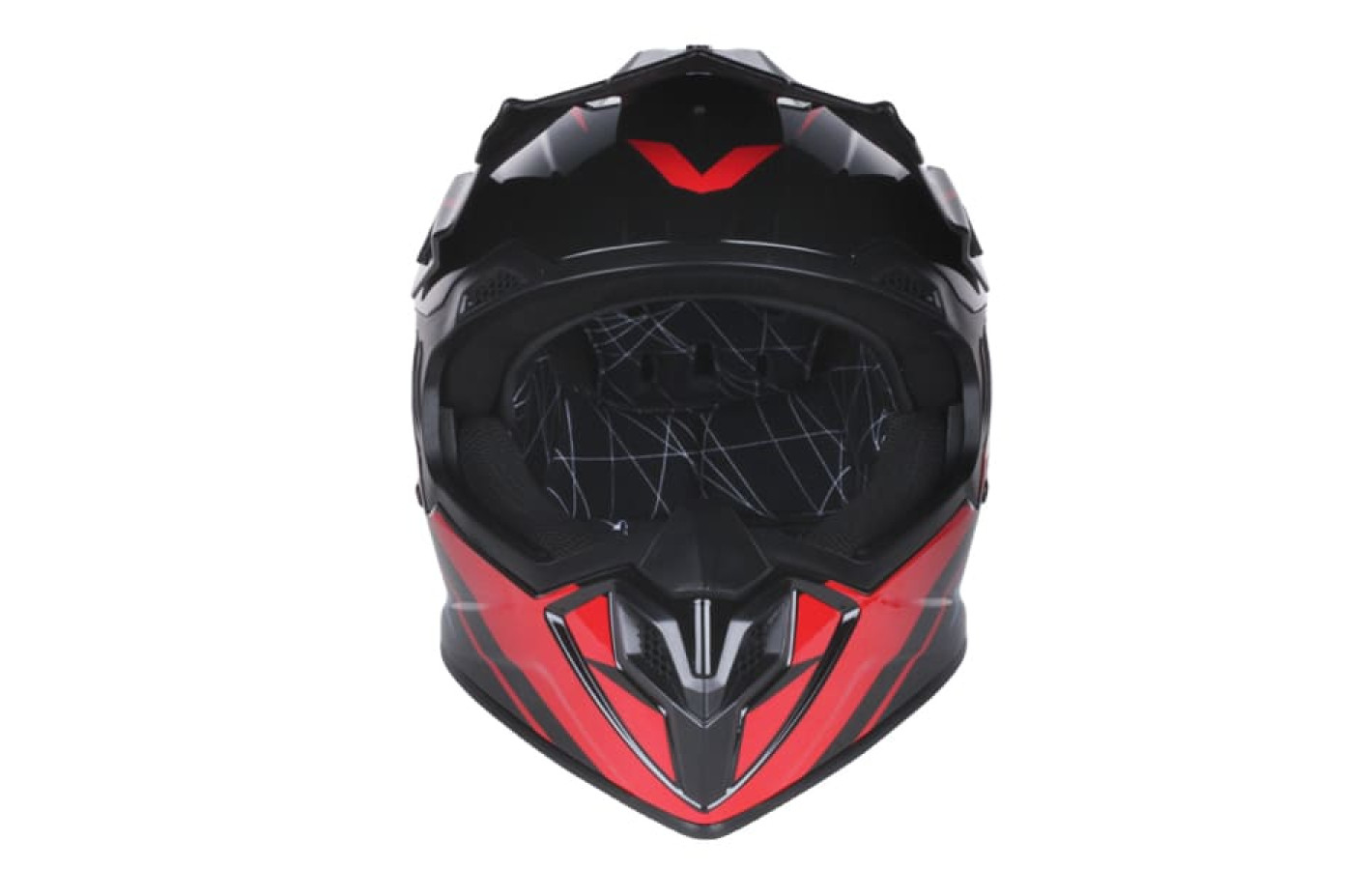 Шолом мотоциклетний кросовий MD-911 VIRTUE, чорний з синім та червоним, size L, з окулярами