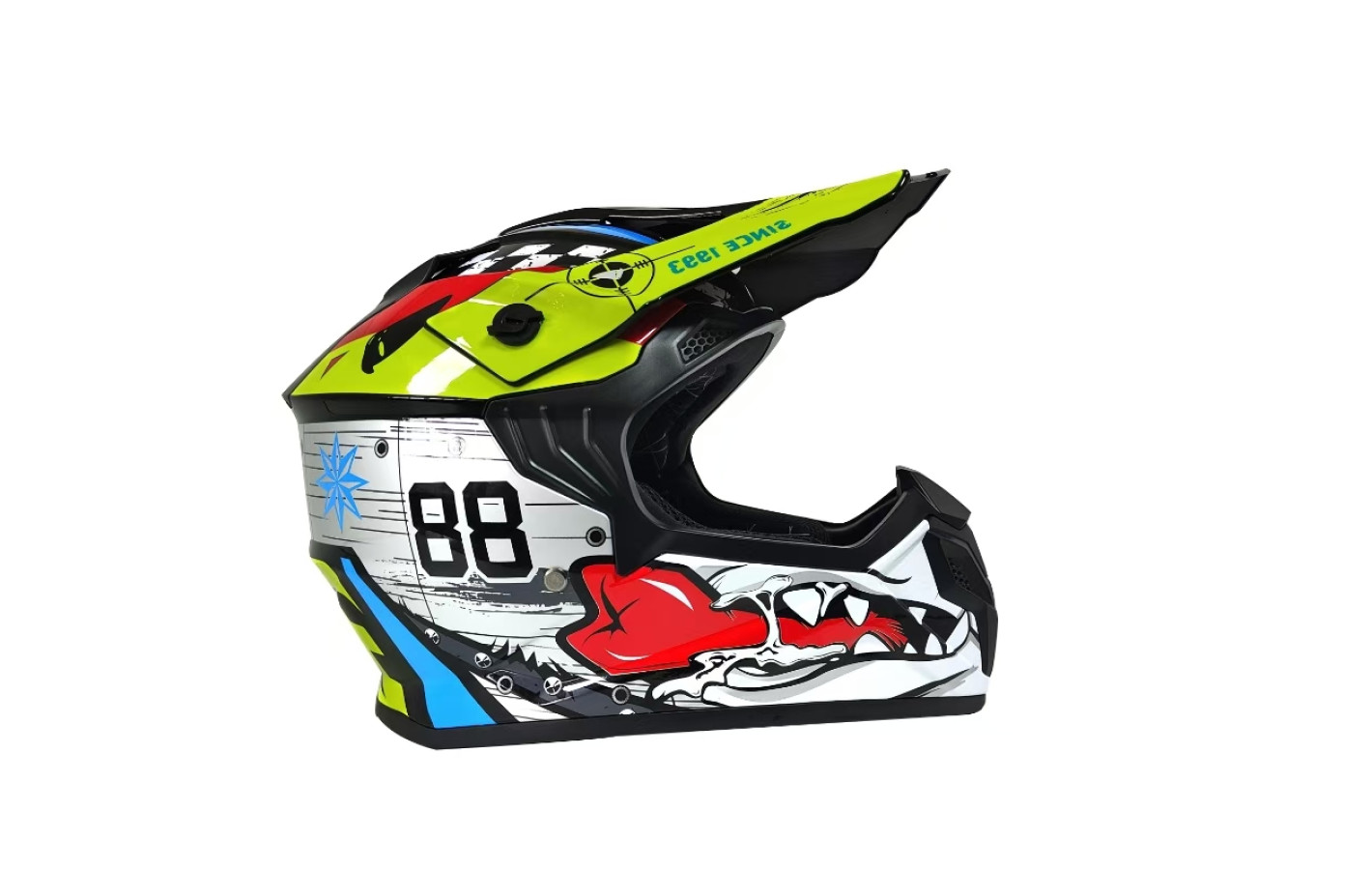 Шлем MD-911 белый с цветной графикой size S + очки - VIRTUE