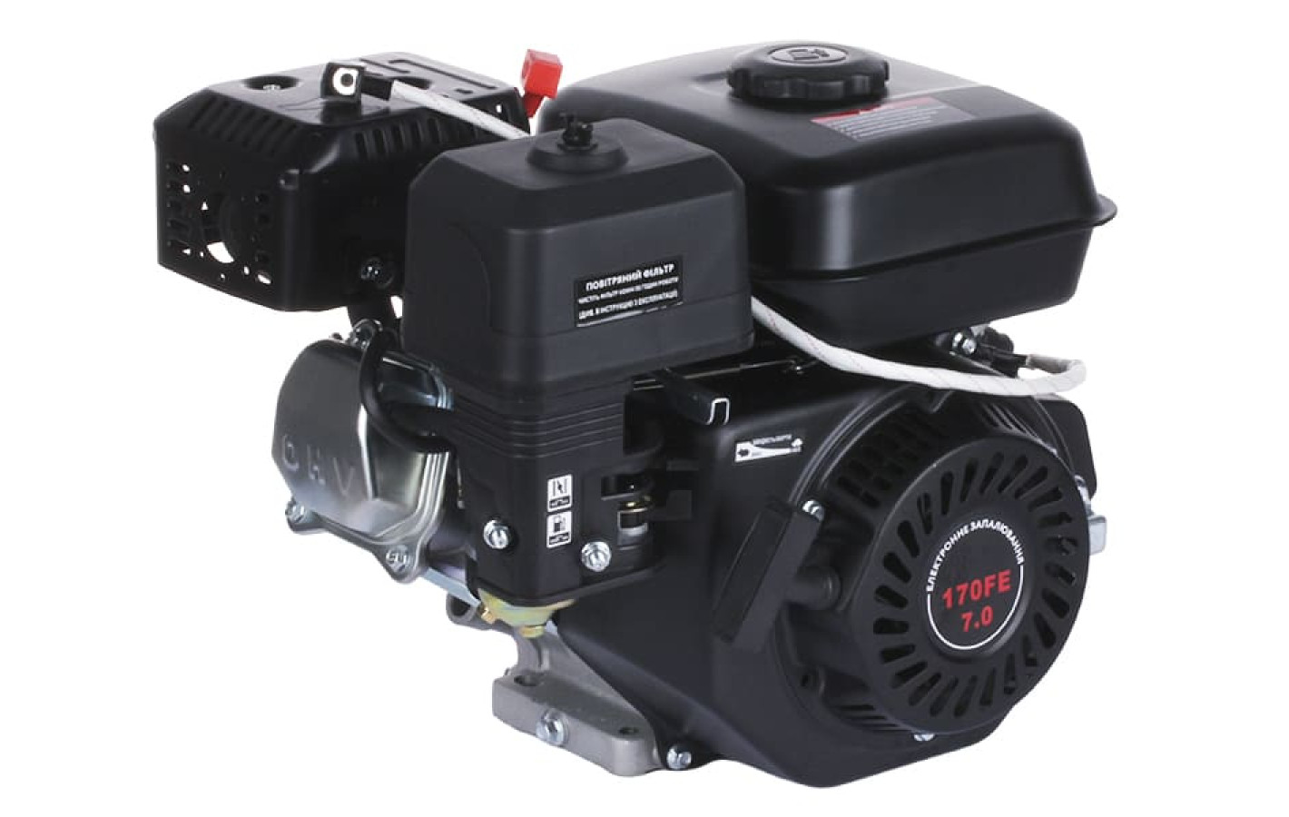 Двигун 170FE - бензин (під шліци діаметр 20 мм) (7 л.с.) з електростартером YBX
