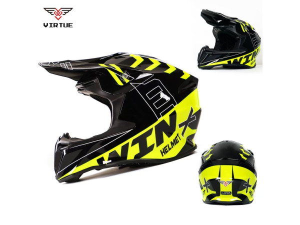 Шлем для мотоцикла, скутера MD-902 VIRTUE (черный с желтым, size M) 