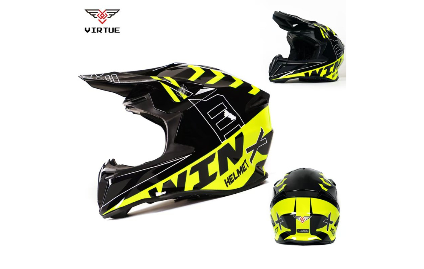 Шлем для мотоцикла, скутера MD-902 VIRTUE (черный с желтым, size L) 