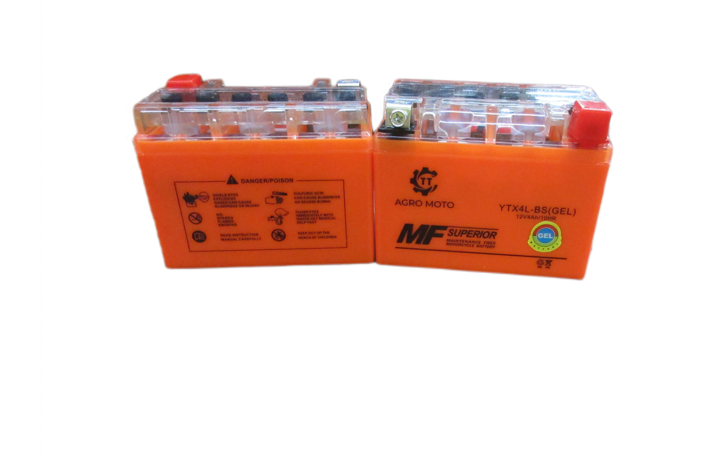 Аккумулятор гелевый TT AGRO MOTO YTX4L-BS 4AH, 113×70×85mm оранжевый