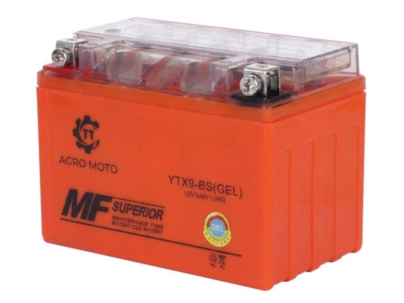 Акумулятор гелевий TT AGRO MOTO YTX9-BS 9АH, 150х87х107 мм помаранчевий