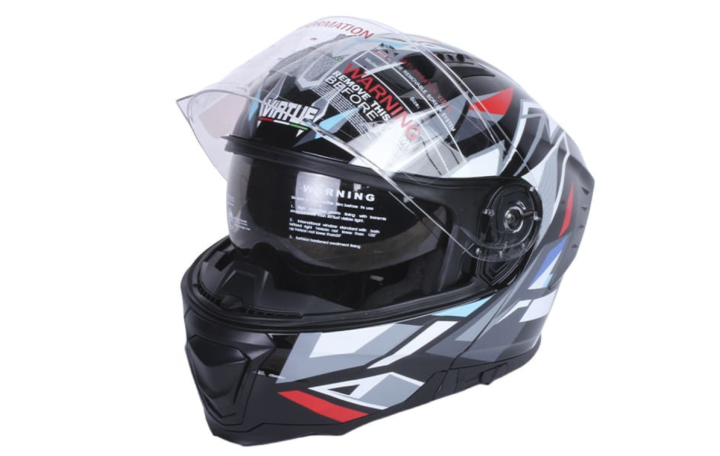 Шолом для мотоцикла, скутера V-80 VIRTUE трансформер (чорний з кольоровою графікою, size M) 