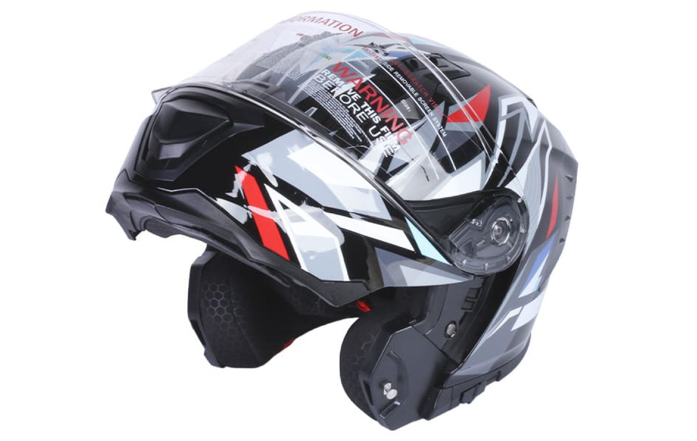 Шолом для мотоцикла, скутера V-80 VIRTUE трансформер (чорний з кольоровою графікою, size M) 