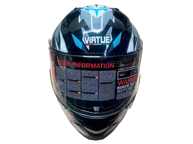 Шолом для мотоцикла, скутера V-80 VIRTUE трансформер (чорний з кольоровою графікою, size L) УЦІНКА