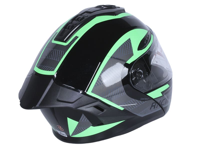 Шлем для мотоцикла, скутера 911 Phantom Racer TTG трансформер (черный с зелёным, size L)