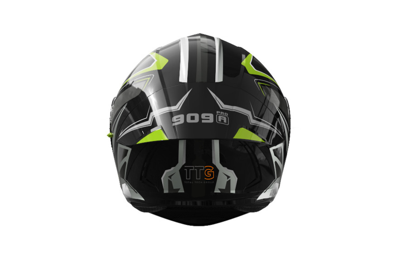 Шлем 909-А черный с зелёным size L (трансформер)  - TTG