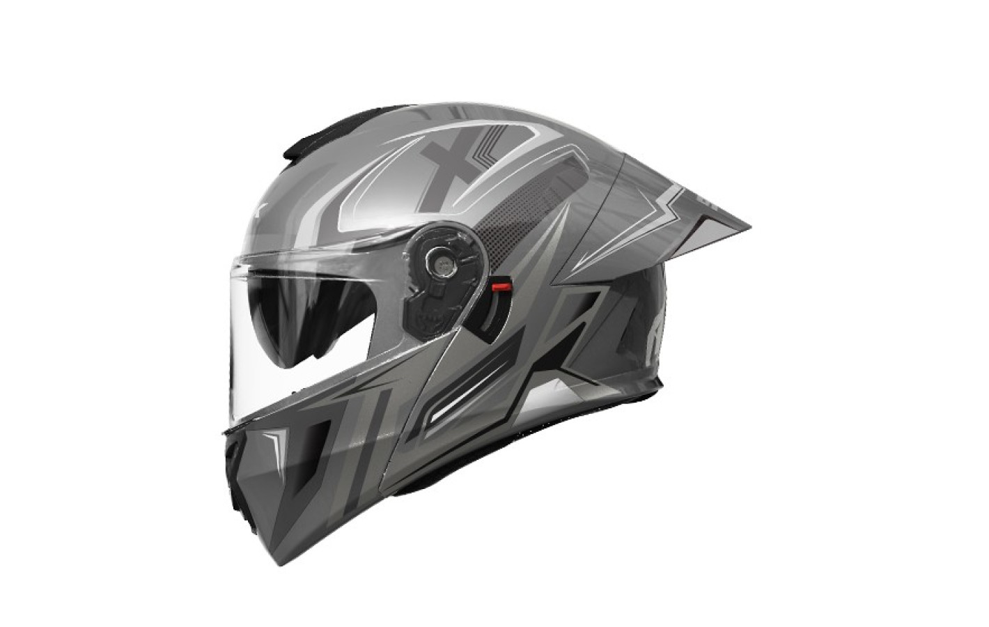 Шлем 909-А серый с белым size M (трансформер)  - TTG