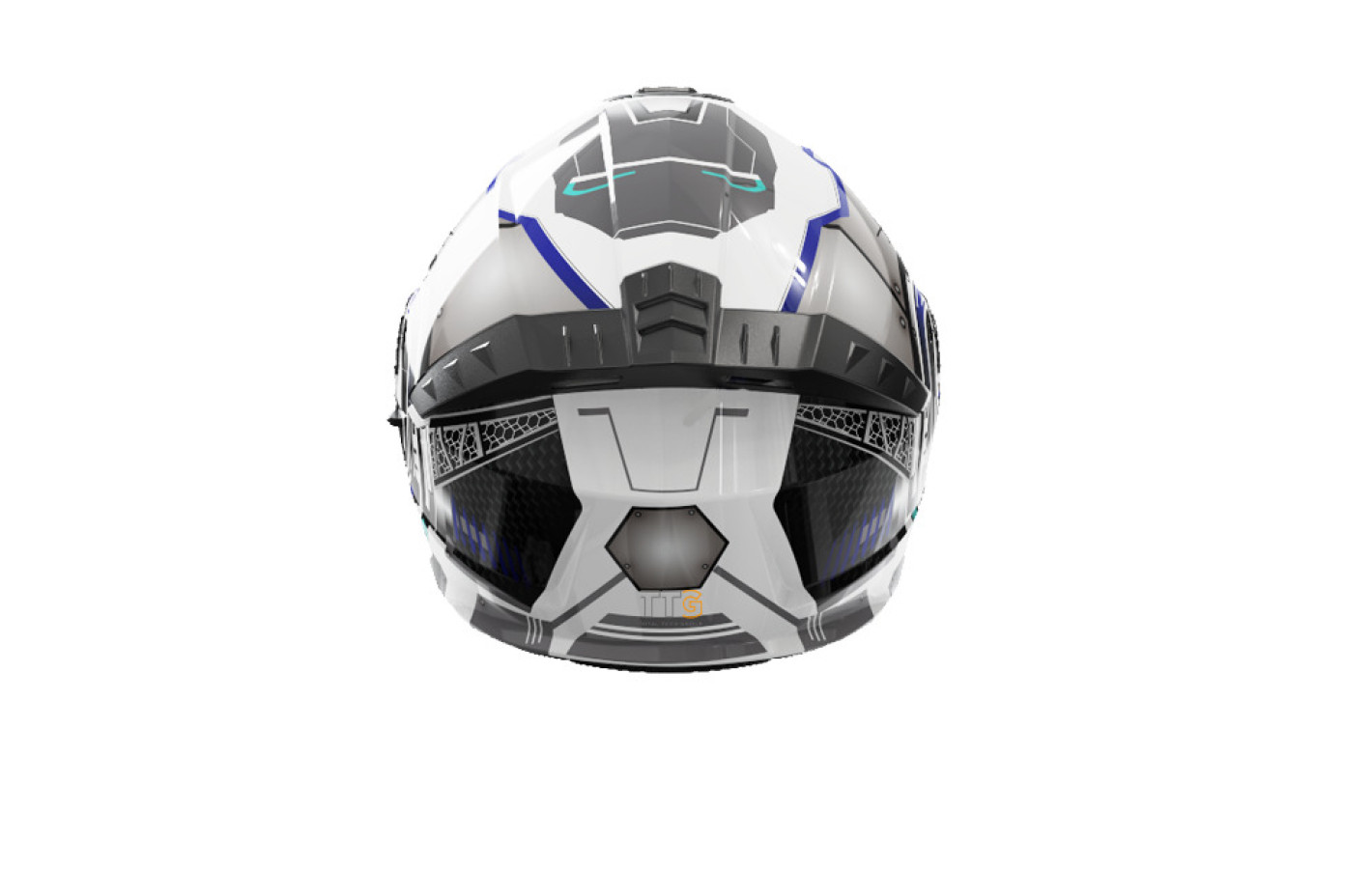 Шлем 900 серый с белым и синим size L - TTG