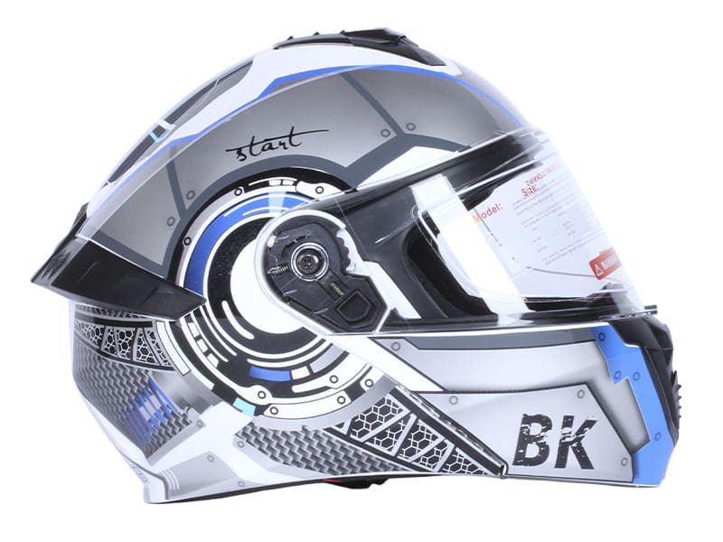 Шолом для мотоцикла, скутера 900 Gear White-Silver TTG трансформер (сірий з білим та синім, size L)
