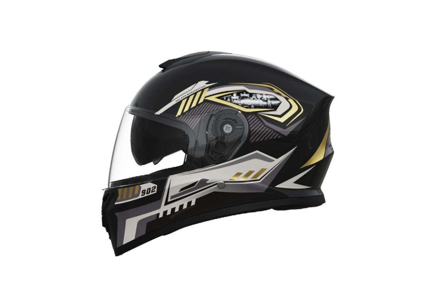 Шлем 902 черный с жёлтой графикой - TTG