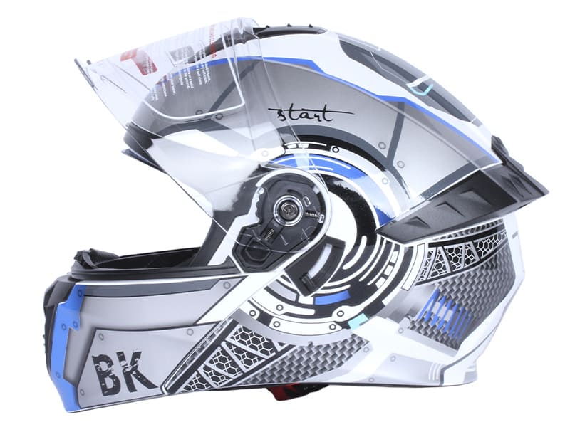 Шолом для мотоцикла, скутера 900 Gear White-Silver TTG трансформер (сірий з білим та синім, size M)