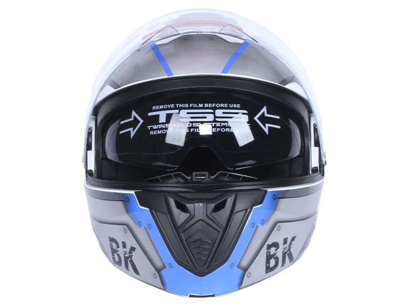 Шолом для мотоцикла, скутера 900 Gear White-Silver TTG трансформер (сірий з білим та синім, size M)