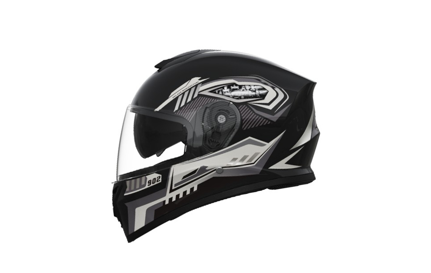 Шлем 902 черный с белой графикой - TTG