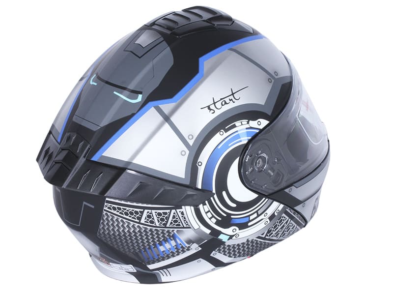 Шолом для мотоцикла, скутера 900 Gear Black-Silver TTG трансформер (сірий із синім, size M)