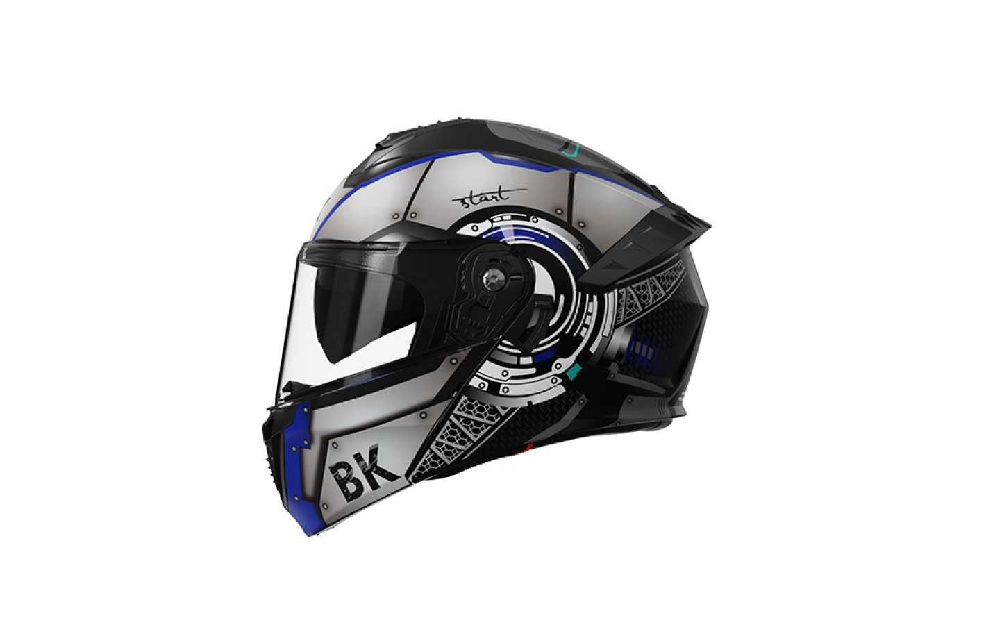 Шлем 900 серый с синим size M (трансформер) - TTG