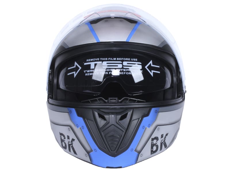 Шолом для мотоцикла, скутера 900 Gear Black-Silver TTG трансформер (сірий із синім, size M)