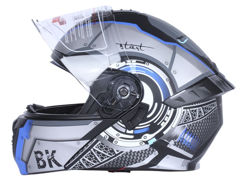 Шлем для мотоцикла,скутера 900 Gear Black-Silver TTG трансформер (серый с синим, size L)