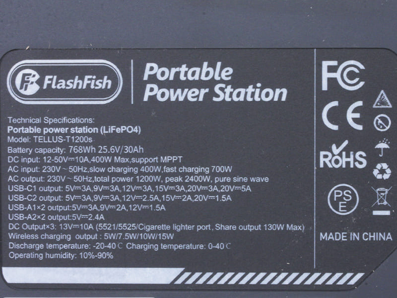Портативная зарядная станция FlashFish (Т1200s) 240000h 1200W