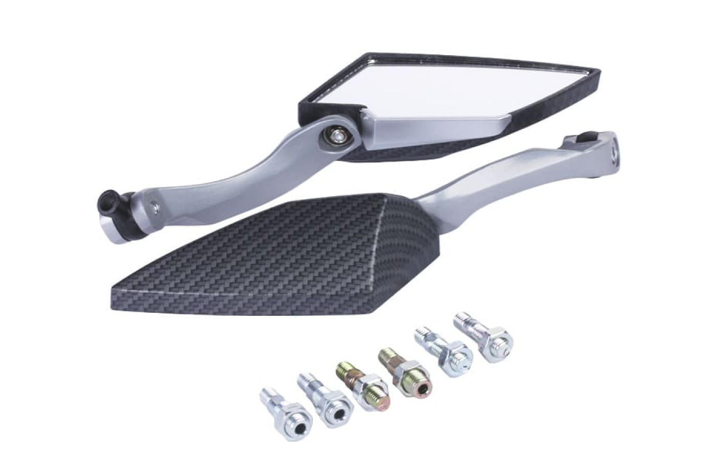 Дзеркала з перехідниками 2138 TT AGRO MOTO на скутер, комплект, карбон