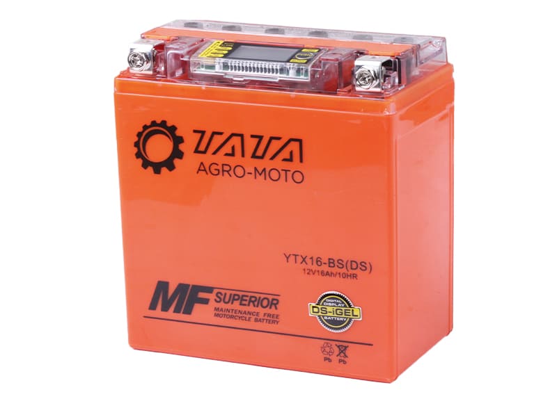 Акумулятор гелевий TT AGRO MOTO 16АH UTX16-BS, 150х87х161 мм на бензиновий генератор, помаранчевий, з дисплеєм