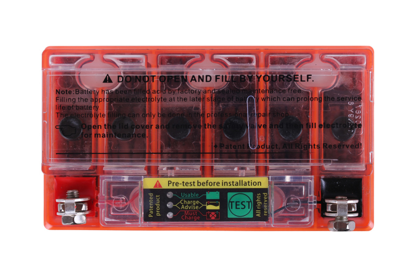 Акумулятор гелевий TT AGRO MOTO YB9-BS 9АH, 137×76×134 мм на бензиновий генератор, помаранчевий, з індикатором