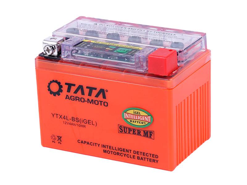 Акумулятор гелевий AGRO MOTO YTX4L-BS TT 4AH, 113×70×85mm на інверторний генератор, помаранчевий, з індикатором