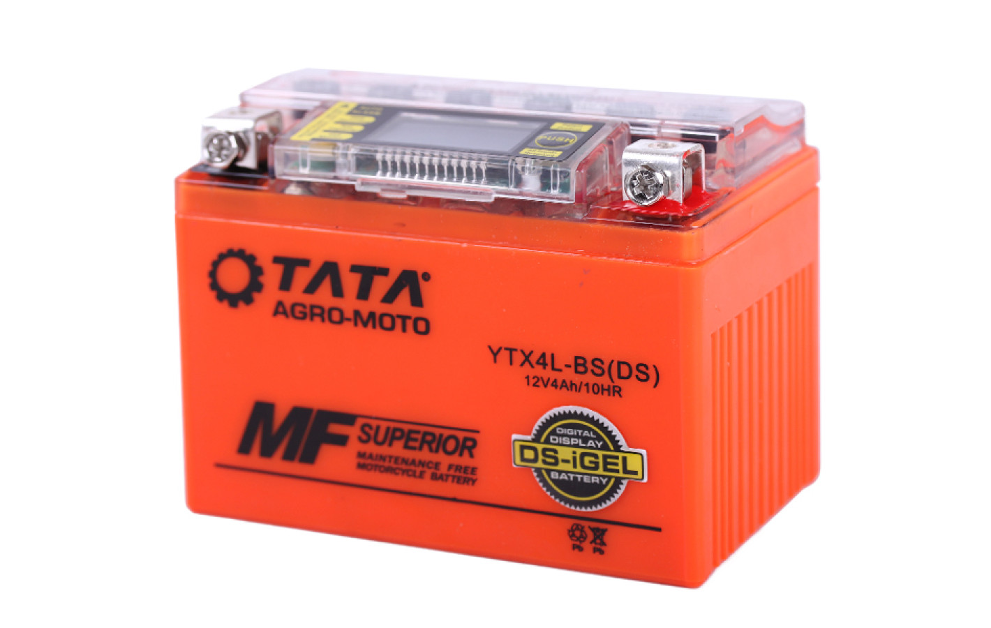 Гелевий акумулятор TT AGRO MOTO YTX4L-BS 4АH, 113×70×85mm на інверторний генератор, помаранчевий, з дисплеєм