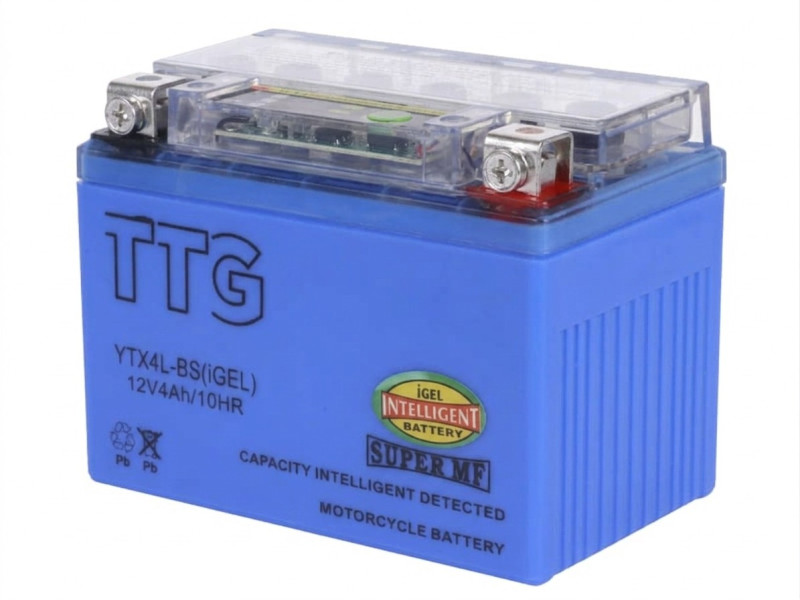 Акумулятор гелевий TTG YTX4L-BS 4AH, 113×70×85 мм на інверторний генератор, синій, з індикатором