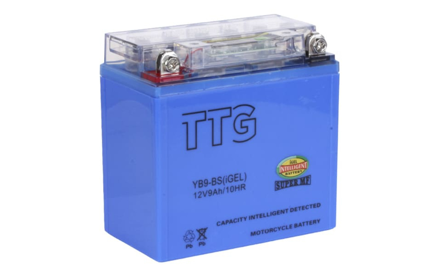 Аккумулятор гелевый TTG YB9-BS 9АH на генератор, 137×76×134 мм синий, с индикатором