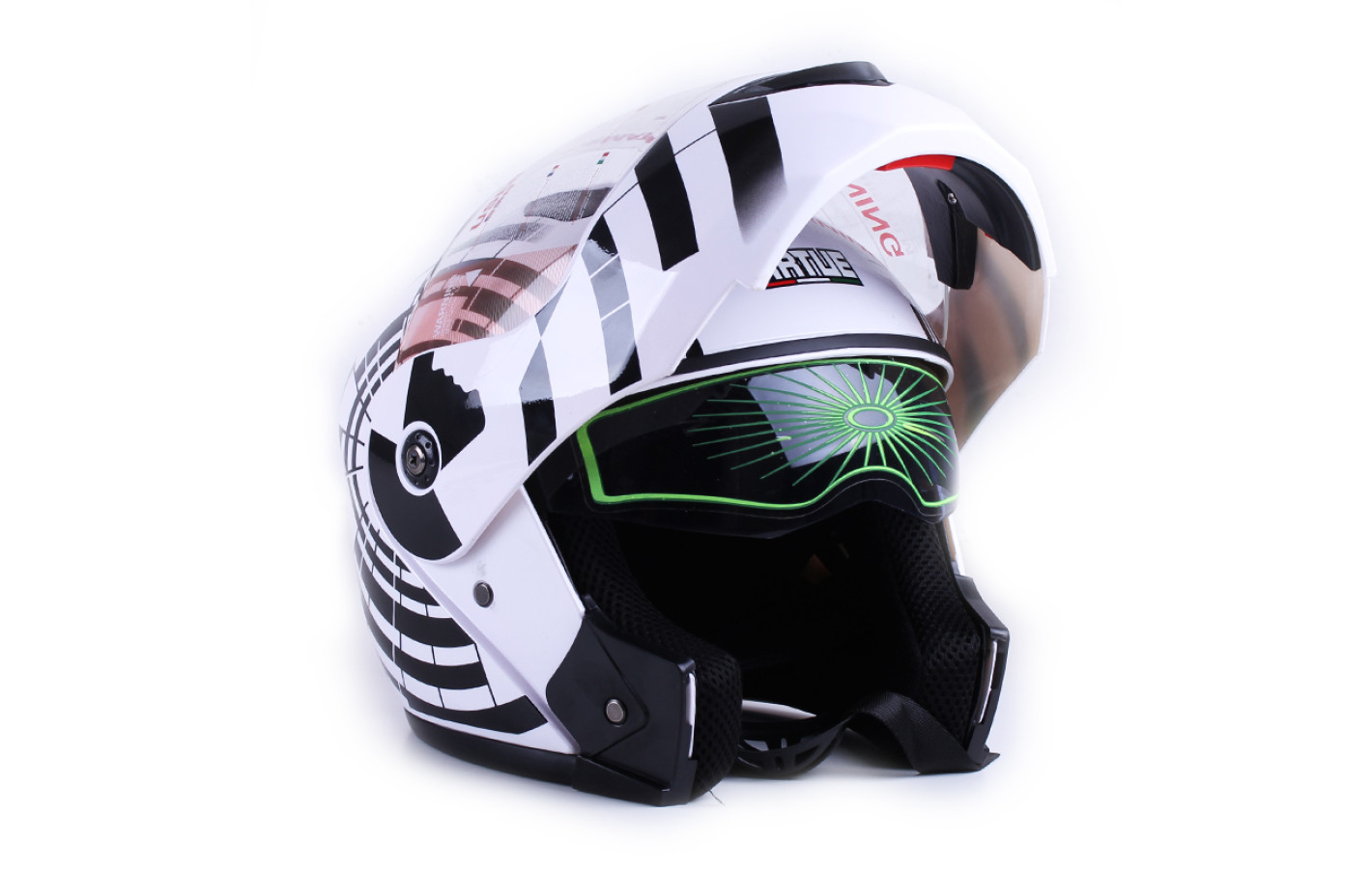 Шлем мотоциклетный модульный VIRTUE MD-903 size M зебра