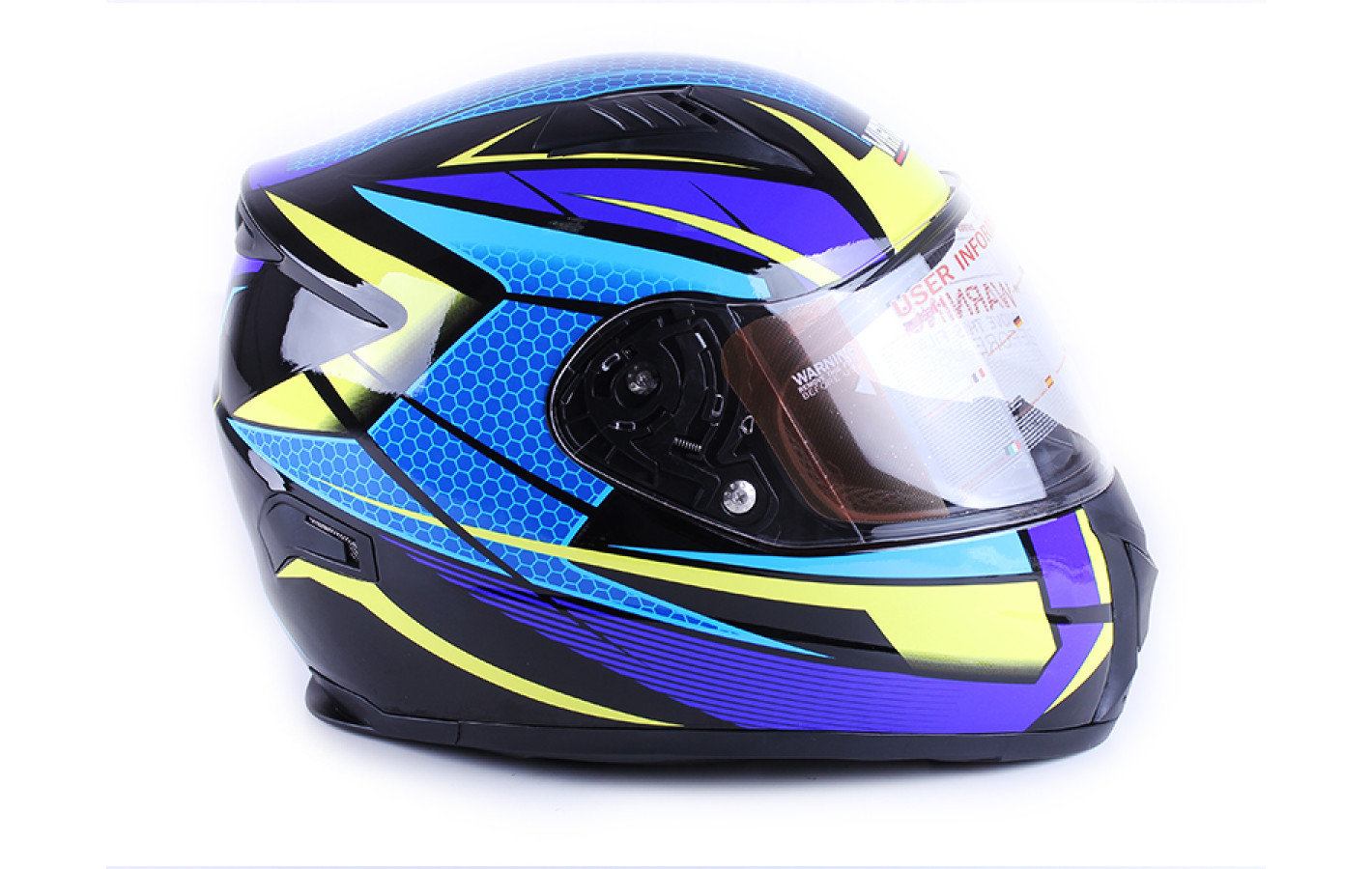 Шлем мотоциклетный интеграл VIRTUE MD-FP02 size L желто-голубой