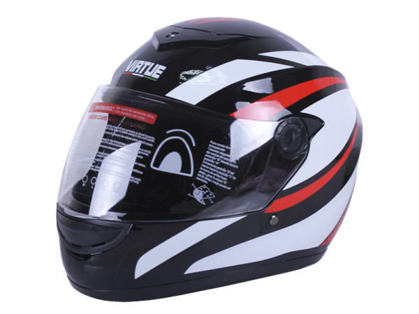 Шлем для мотоцикла, скутера MD-101B VIRTUE интеграл (черный с красно-белыми полосками, size M)