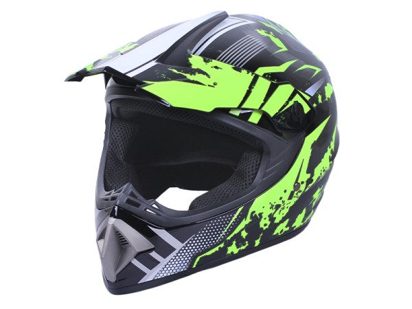 Шлем для мотоцикла, скутера MD-905 VIRTUE кроссовый (черно-салатовый, size M)